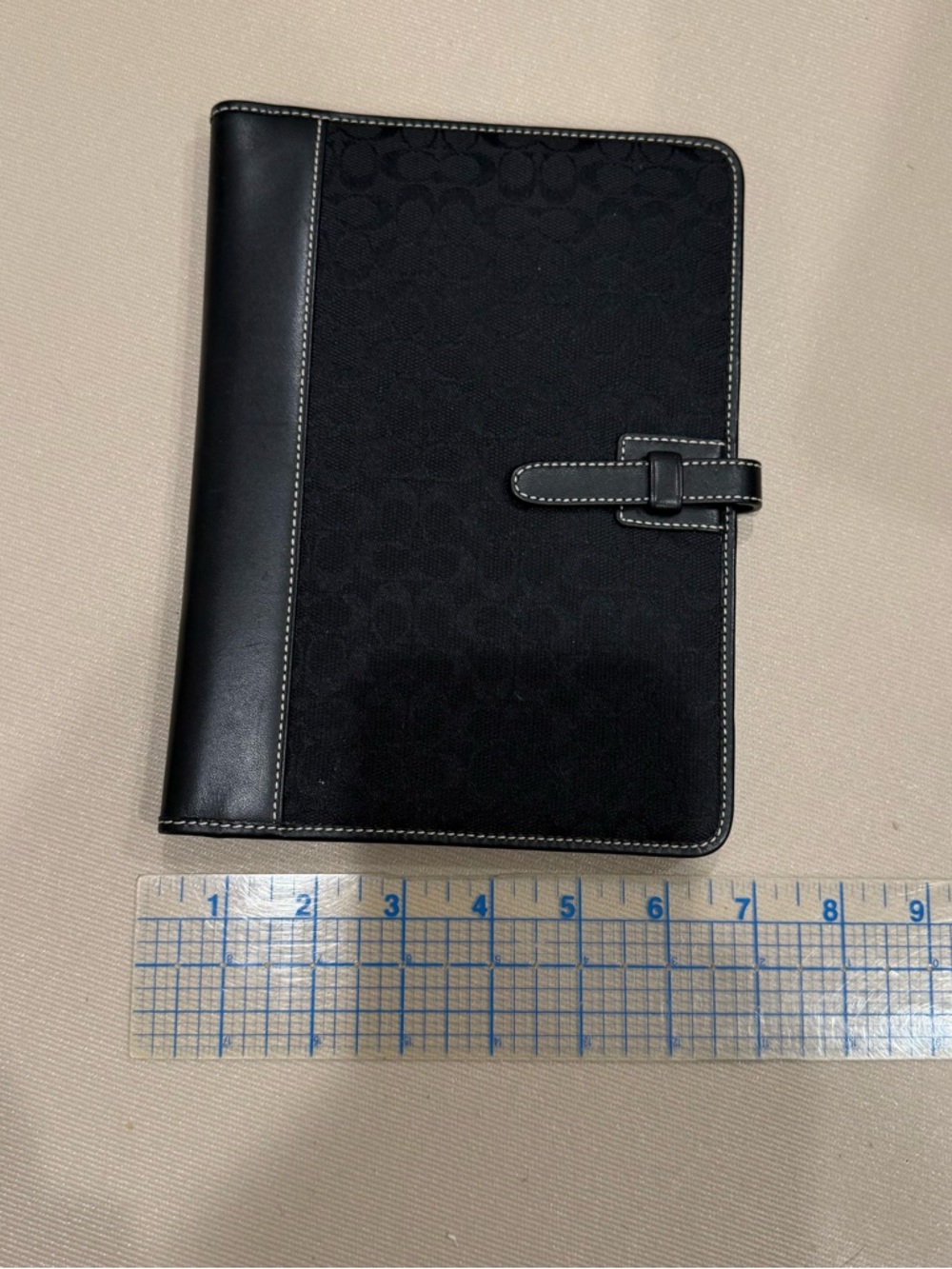 Coach Black Signature Canvas Travel Folio for notebook